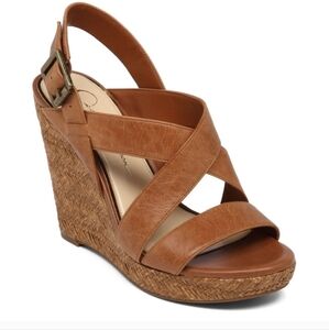 Jessica Simpson Brown Wedge Leather Sandals Size 6 M
